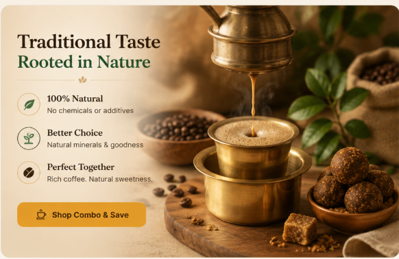 Traditional filter coffee with jeeriga jaggery